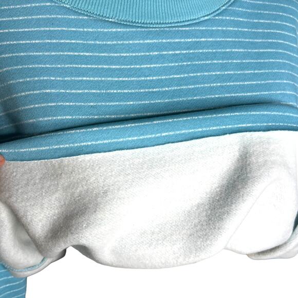 Flirtitude Active SMALL Lightweight Blue Striped Raw Hem Cropped Sweatshirt - Picture 7 of 10